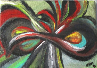 SOLD ------------"Knots of colors" Acrylic on Canvas Postcard Size 5' by 7' inches. USD $20.00 + shipping