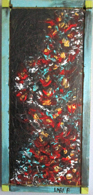 Abstract "Flowers" Oil on Wood. 11'by 5' inches. USD $40.00 + shipping