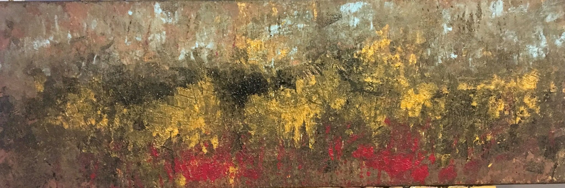 'The Wild Field'. Abstract art. Acrylic on Canvas 36x12 inches. SOLD. Available for Solo Exhibition. 